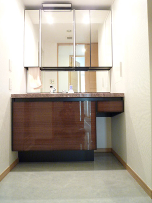 ホテルのような洗練された洗面空間